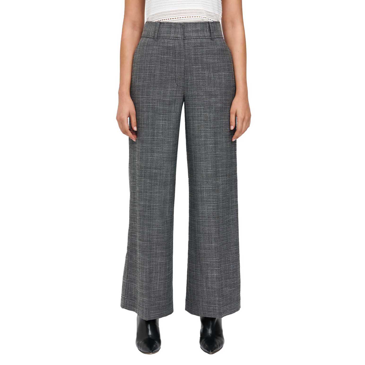 Veronika Maine Monochrome Tweed Wide Leg Pant